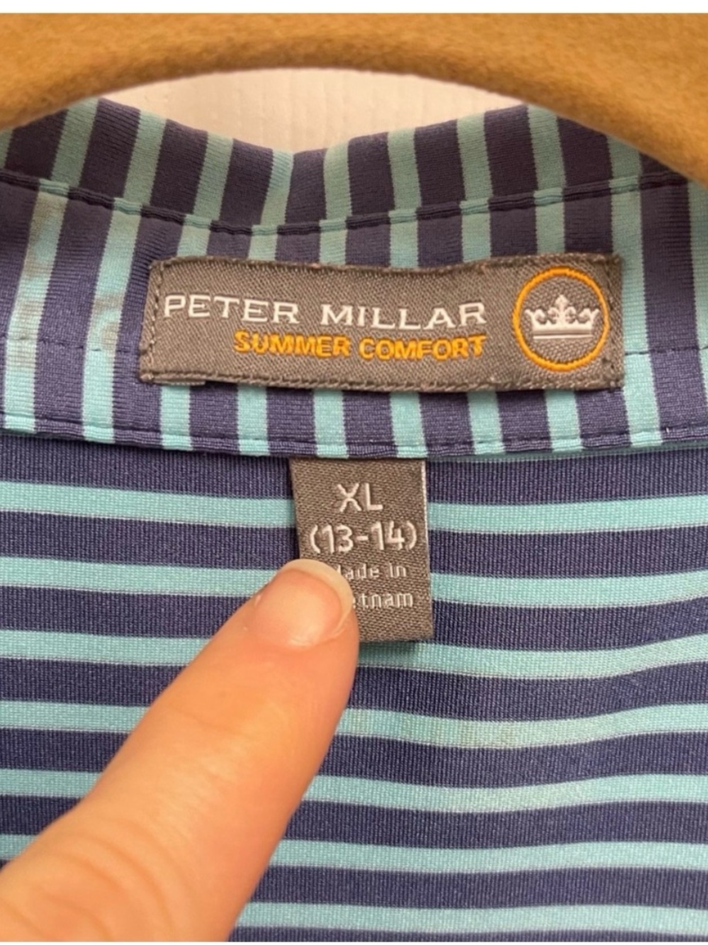 Peter Millar Navy & Green Striped Polo - Picture 9 of 9